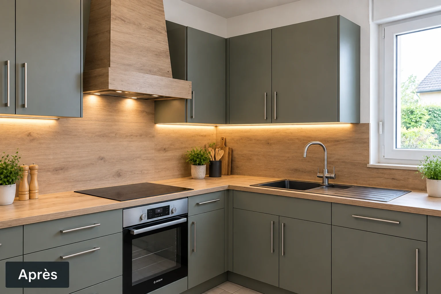 Cuisine après rénovation décorative Cover Styl’ réalisée par MJBD